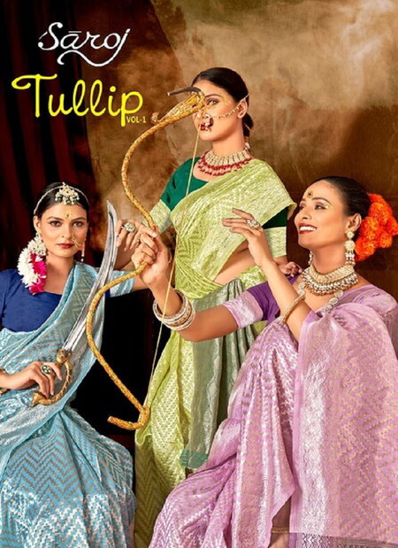 Tulip Vol 1 By Saroj Soft Cotton Linen Designer Sarees Catalog

